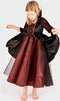 Den Goda Fen Verkleedkledij Vampier Koningin - Velvet, chiffon jurk - 110-116cm - 4-6 jaar - Rood/Zwart