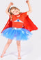 Den Goda Fen Verkleedkledij Wondergirl - Jurk met cape - 110-116cm - 4-6 jaar - Rood/Blauw