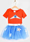 Den Goda Fen Verkleedkledij Wondergirl - Jurk met cape - 110-116cm - 4-6 jaar - Rood/Blauw