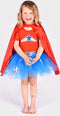 Den Goda Fen Verkleedkledij Wondergirl - Jurk met cape - 110-116cm - 4-6 jaar - Rood/Blauw