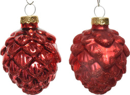 Denappel glas d5h7 cm kerstrood 6st