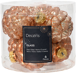denappel glas d5h7 cm rose ass 6st kerst