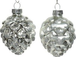 Denappel glas d5h7 cm zilver 6st