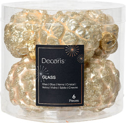 Dennenappel glas d5h7 cm prl ass 6st kerst