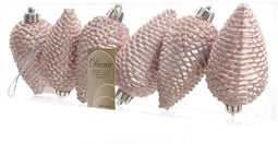 Dennenappel plastic glitter hang diameter 4.5x8cm poederroze