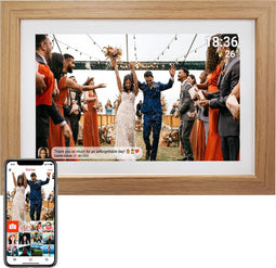 Denver Digitale Fotolijst 15.6 Inch - XL - Hout - Full HD - Frameo App - Fotokader - WiFi - 8GB - IPS Touchscreen - PFF1542LW