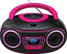 Denver Draagbare DAB Radio CD Speler Kinderen - Bluetooth - Lichteffecten - Boombox - AUX - FM - TDB212PINK