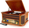 Denver Retro Platenspeler - Ingebouwde Speakers en Versterker - Radio CD Speler - MCR50 -Hout