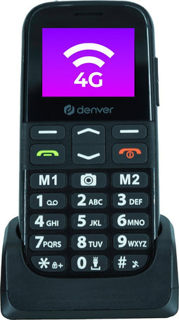 Denver Senioren Mobiele Telefoon 4G - Grote Toetsen - SOS knop - Oplaadstation - GSM - Simlockvrij - Bluetooth - BAS18600L