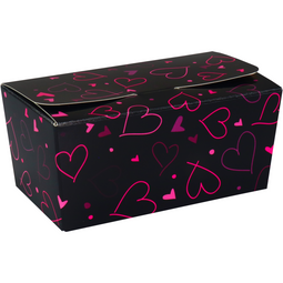 Depa - Ballotin | Hearts | karton + PP | 250gr | 113x62x55mm | zwart | 50 stuks