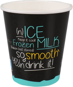 DEPA® - Milkshakebeker - ICE is (N)ICE - Karton + PE - 300ml - 12oz - zwart/lichtblauw - sleeve met 50 stuks
