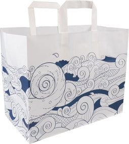 DEPA® Tas - Waves - Papier - platte handgreep - 32x 16x27cm - wit/blauw - 250 stuks