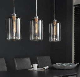 DePauwWonen 3L Glass metallic grey Hanglamp - excl led lampen - E27 - Chroom ; Zilver
