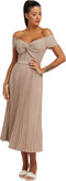 Guess Erynn - Dames Jurk - Strik in taille plissé rok - Taupe - Maat XS