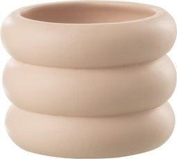 J-Line bloempot Ring - cement - beige - small - Ø 14.50 cm - 2 stuks