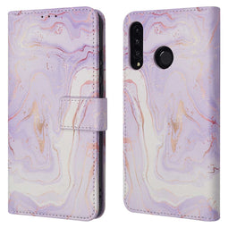 Design Bookcase voor de Huawei P30 Lite - Purple Marble