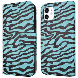 Design Bookcase voor de iPhone 11 - Black Blue Stripes