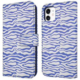 Design Bookcase voor de iPhone 11 - White Blue Stripes