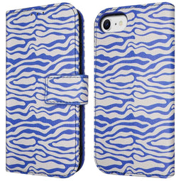 Design Bookcase voor de iPhone SE (2022 / 2020) / 8 / 7 / 6(s) - White Blue Stripes