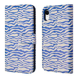 Design Bookcase voor de iPhone Xr - White Blue Stripes
