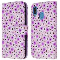 Design Bookcase voor de Samsung Galaxy A40 - Purple Flowers