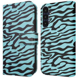 Design Bookcase voor de Samsung Galaxy A55 - Black Blue Stripes
