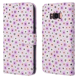 Design Bookcase voor de Samsung Galaxy S8 - Purple Flowers