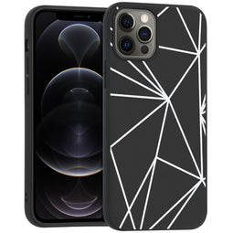 Design hoesje iPhone 12 (Pro) - Grafisch - Lijn Zwart