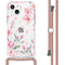 Design hoesje met koord iPhone 13 Mini - Bloem - Roze