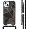 Design hoesje met koord iPhone 13 Mini - Grafisch Koper - Zwart / Goud