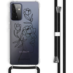 Design hoesje met koord Samsung Galaxy A72 - Abstract Gezicht Bloem - Transparant