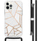 Design hoesje met koord voor de iPhone 12 Pro Max - Grafisch Koper - Wit / Goud