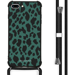 Design hoesje met koord voor de iPhone 8 Plus / 7 Plus - Luipaard - Groen / Zwart