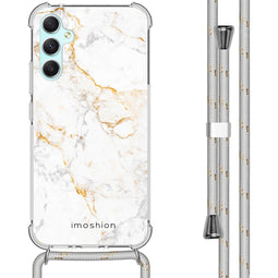 Design hoesje met koord voor de Samsung Galaxy A34 (5G) - White Marble