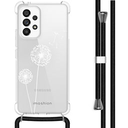 Design hoesje met koord voor de Samsung Galaxy A53 - Paardenbloem - Wit