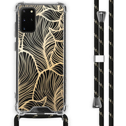 Design hoesje met koord voor de Samsung Galaxy S20 Plus - Bladeren - Goud
