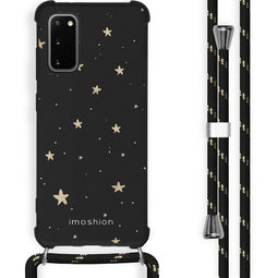 Design hoesje met koord voor de Samsung Galaxy S20 Plus - Sterren - Zwart / Goud