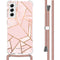 Design hoesje met koord voor de Samsung Galaxy S21 - Grafisch Koper - Roze / Goud