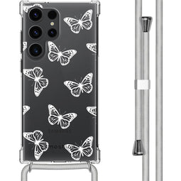 Design hoesje met koord voor de Samsung Galaxy S23 Ultra - Butterfly