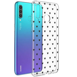Design hoesje voor de Huawei P30 Lite - Hartjes - Zwart