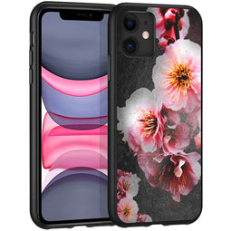 Design hoesje voor de iPhone 11 - Bloem - Roze / Zwart