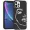Design hoesje voor de iPhone 12 (Pro) - Abstract Gezicht - Wit / Zwart