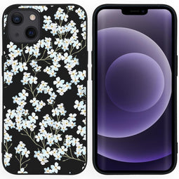Design hoesje voor de iPhone 13 - Bloem - Wit / Zwart