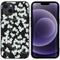Design hoesje voor de iPhone 13 - Bloem - Wit / Zwart