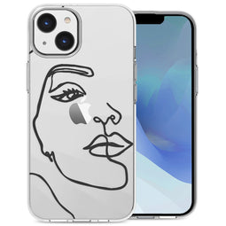 Design hoesje voor de iPhone 14 - Abstract Gezicht - Wit / Zwart
