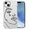 Design hoesje voor de iPhone 14 - Abstract Gezicht - Wit / Zwart