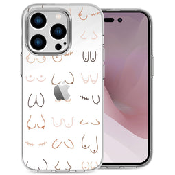 Design hoesje voor de iPhone 14 Pro - Boobs all over - Transparant