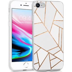Design hoesje voor de iPhone SE (2022 / 2020) / 8 / 7 / 6s - Grafisch Koper / Wit