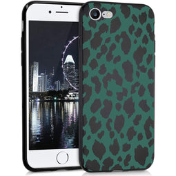 Design hoesje voor de iPhone SE (2022 / 2020) / 8 / 7 - Luipaard - Groen / Zwart