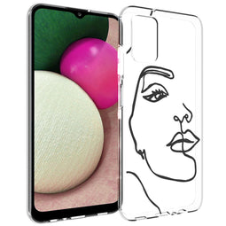 Design hoesje voor de Samsung Galaxy A03s - Abstract Gezicht - Zwart